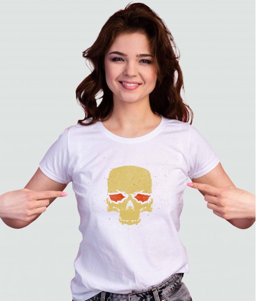 Дамска тениска с щампа Готика Red eye skull